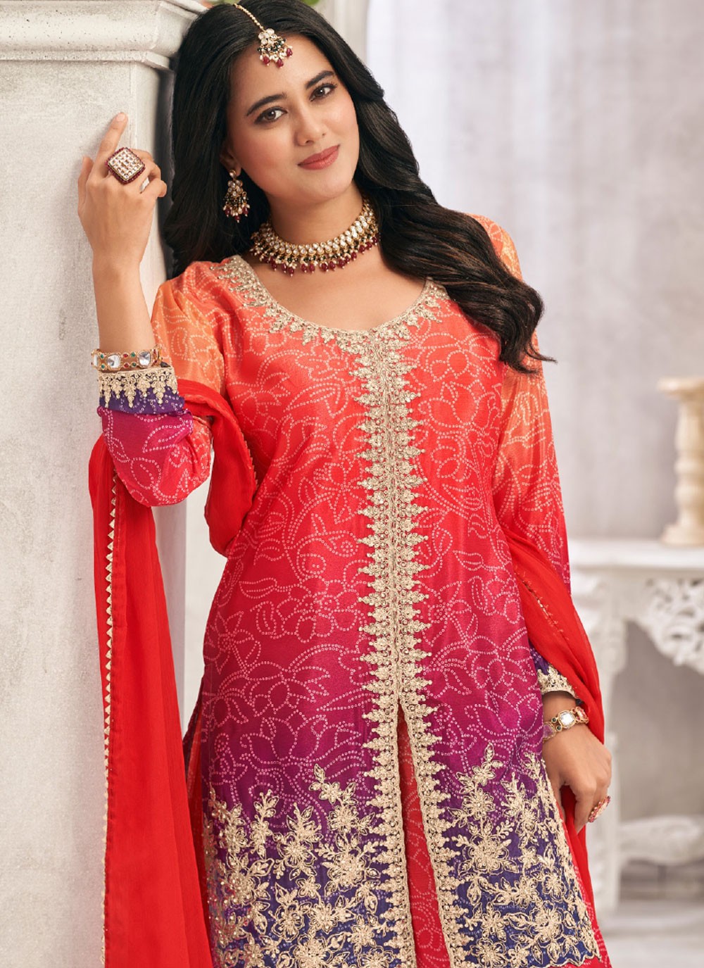 Digital Print Chinon Multi Colour Salwar Suit T6079