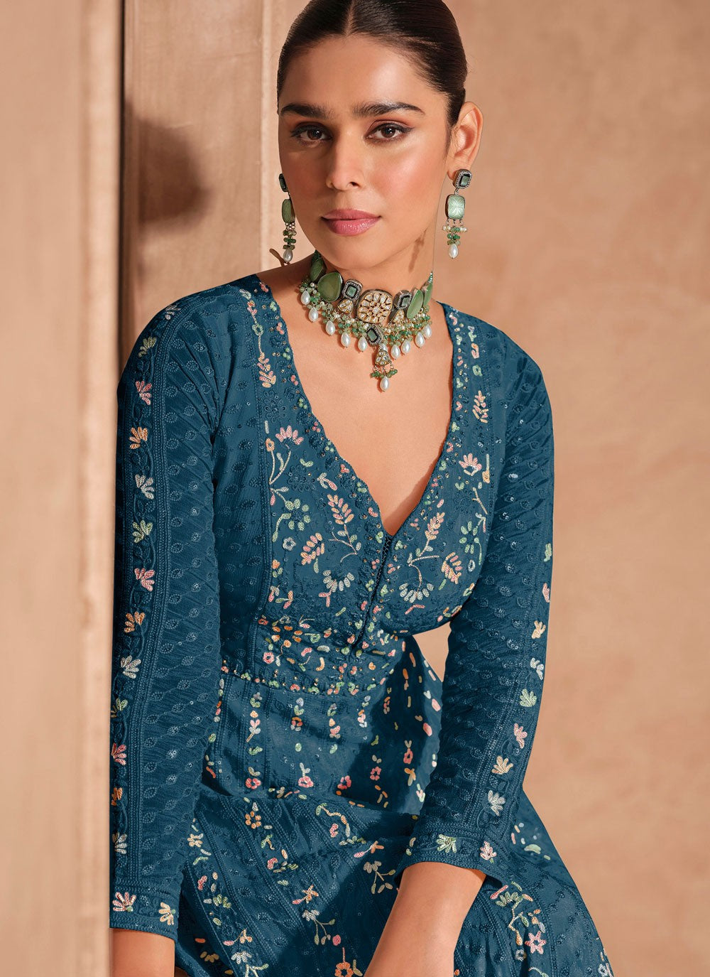 Embroidered Chinon Morpeach Gown G1975