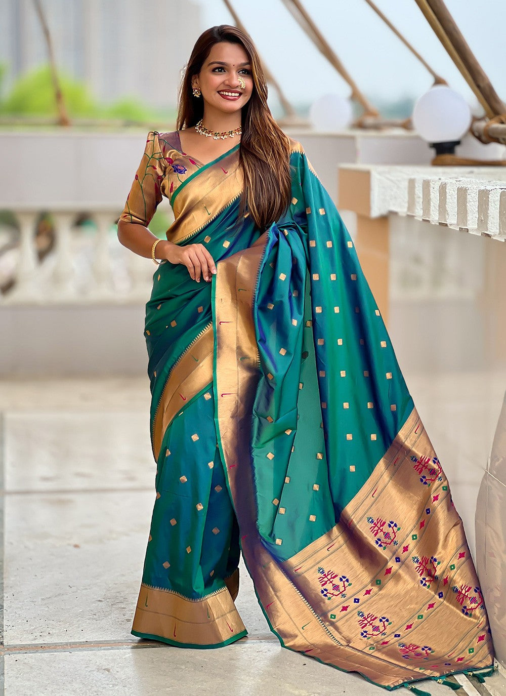 Rama Silk Classic Saree Jacquard Work S18318