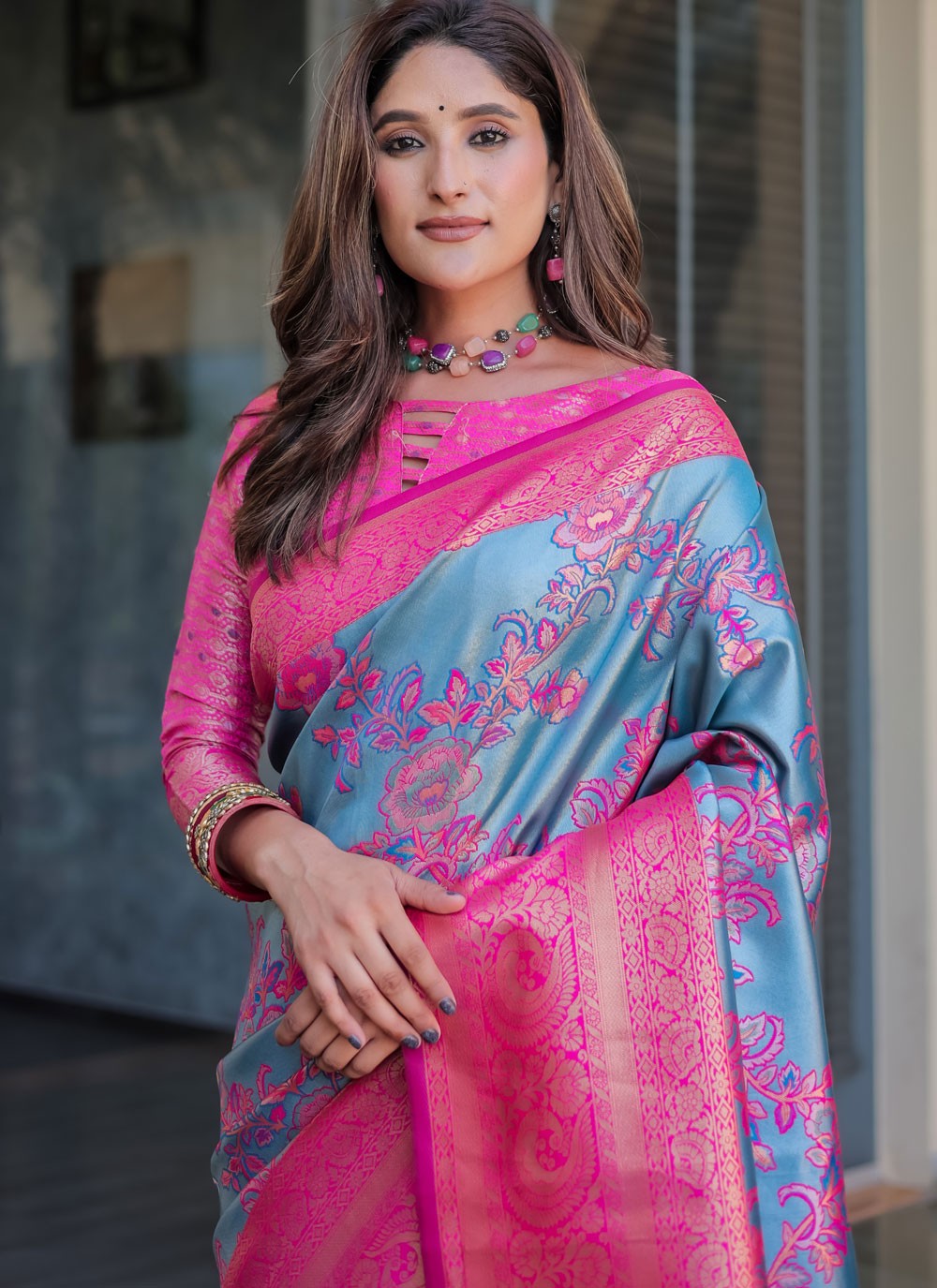 Classic Saree Woven Blue Malbari Silk S12347
