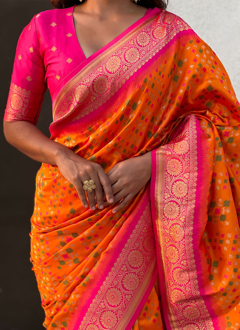 Zari Patola Silk Orange Saree S14749