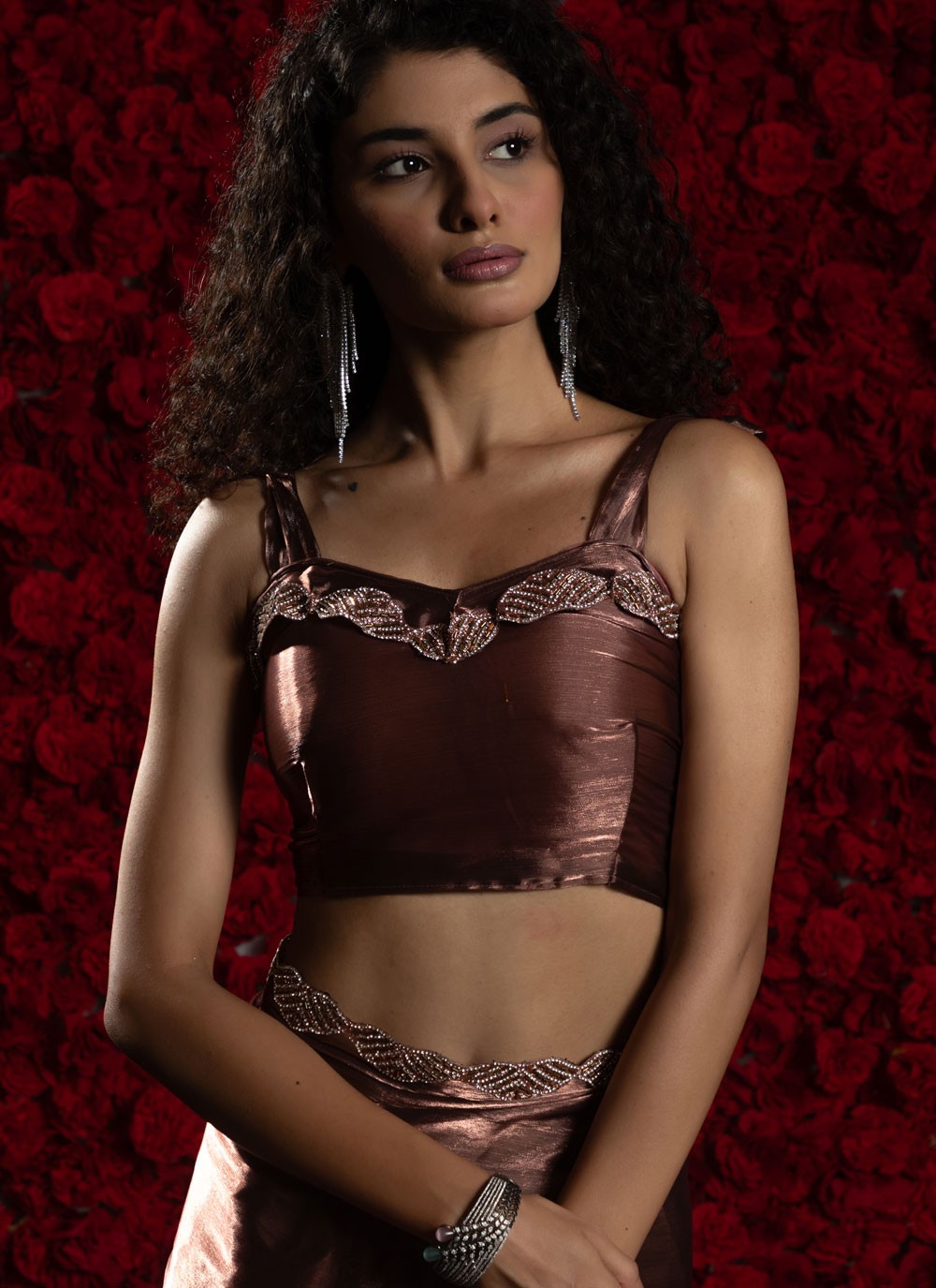 Pink Chiffon Classic Saree Hand Embroidery, Zircon S17797