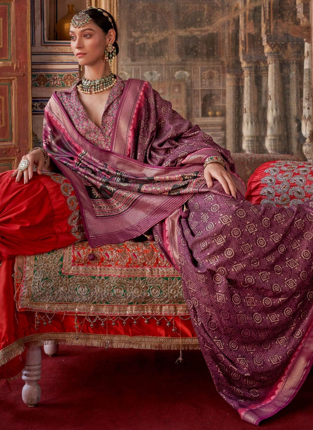 Classic Saree Printed Purple Silk Saree S13688