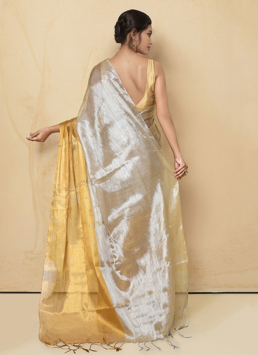 Beige Cotton Classic Saree Border Work S20008