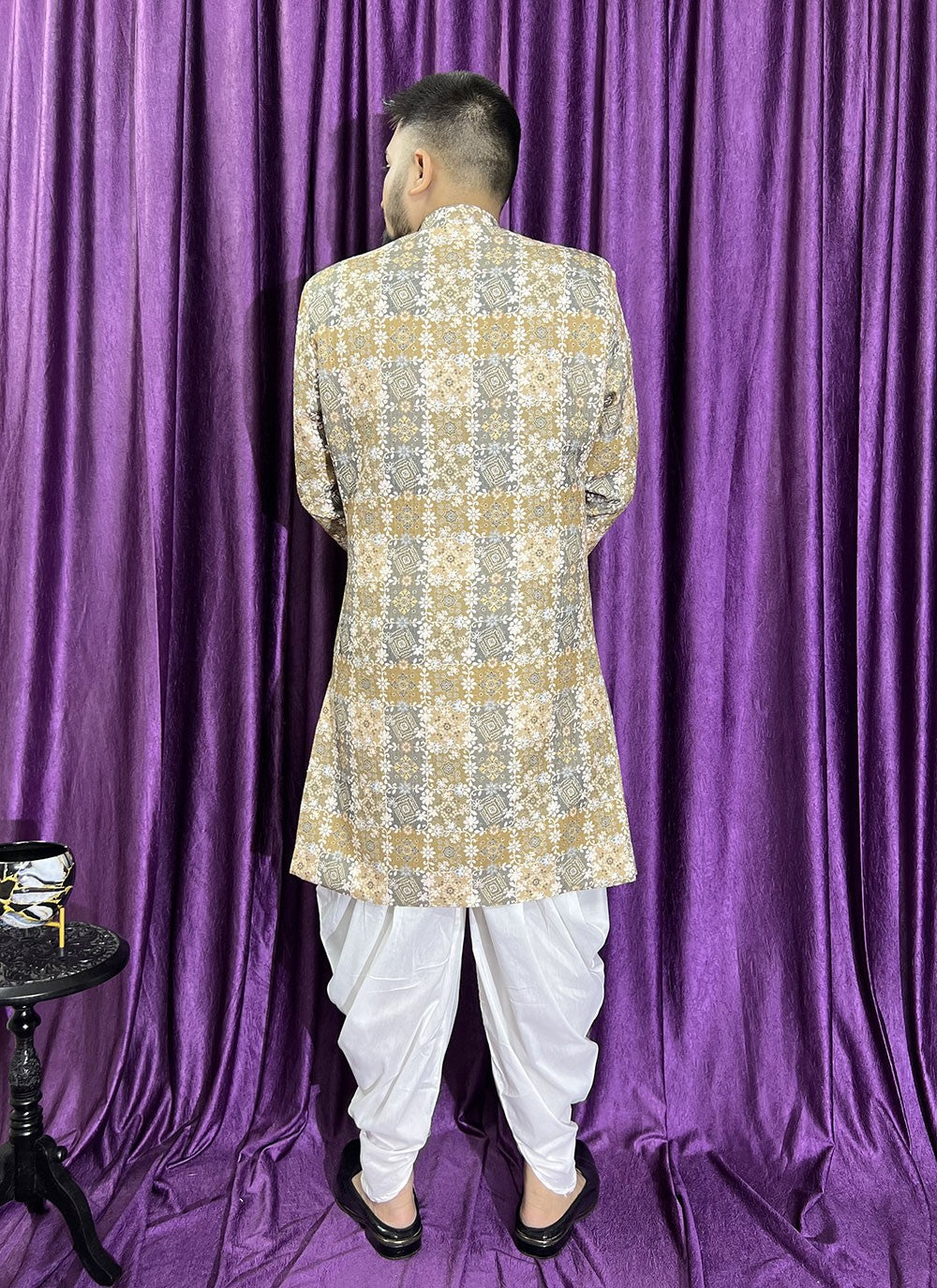 Embroidered Cotton Brown Indo Western - M5693