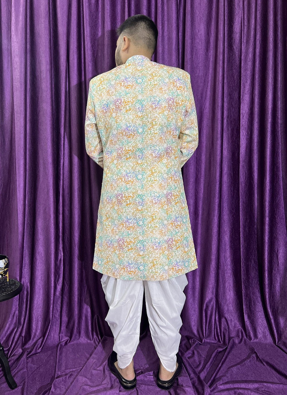 Embroidered Cotton Cream Indo Western - M5674