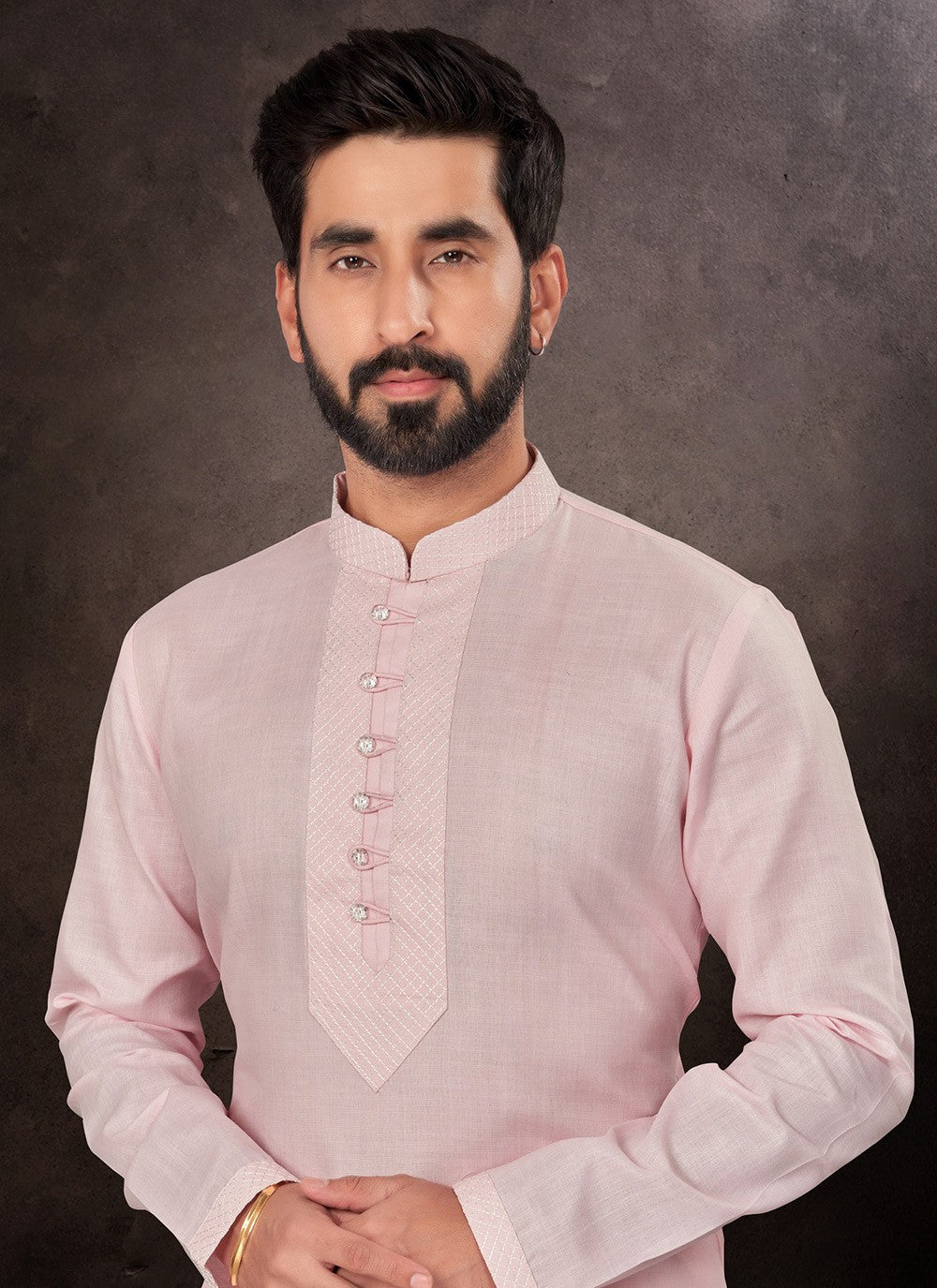 Plain Cotton Pink Kurta Pyjama - M7215