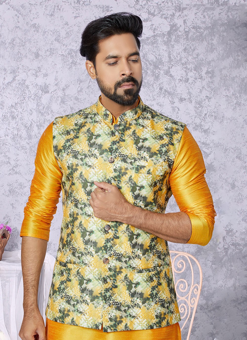 Digital Print Cotton Multi Colour Nehru Jackets - M7402