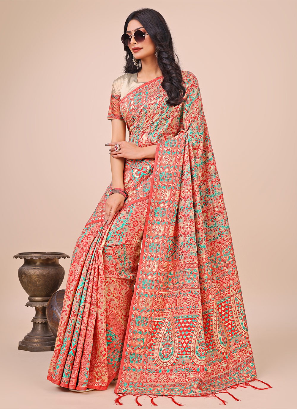 Printed Cotton Multi Colour Contemporary Saree S15160