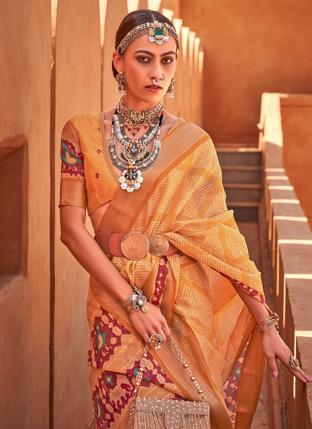 Classic Foliage Prints Cotton Silk Saree - S6712