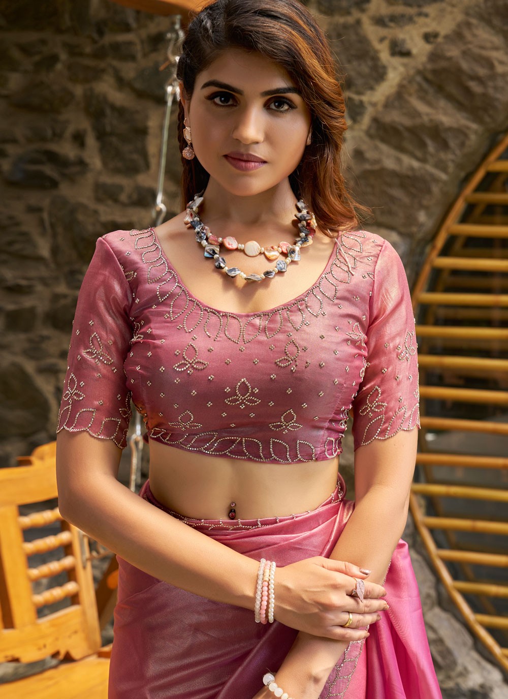 Cutdana, Swarovski Cotton Silk Saree - S11666
