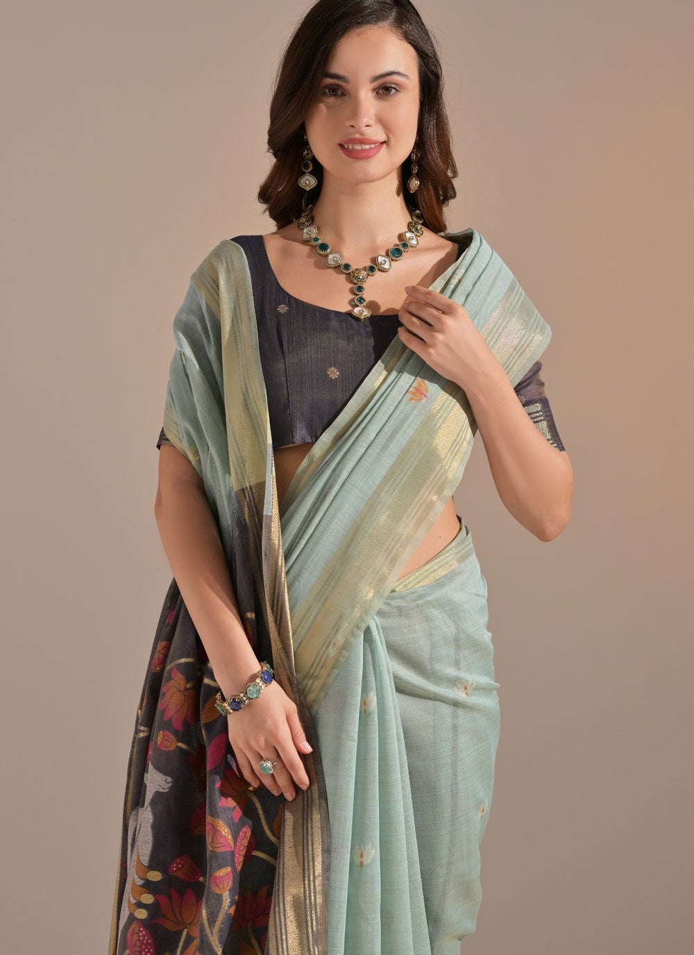 Thread, Woven Cotton Saree - S11922