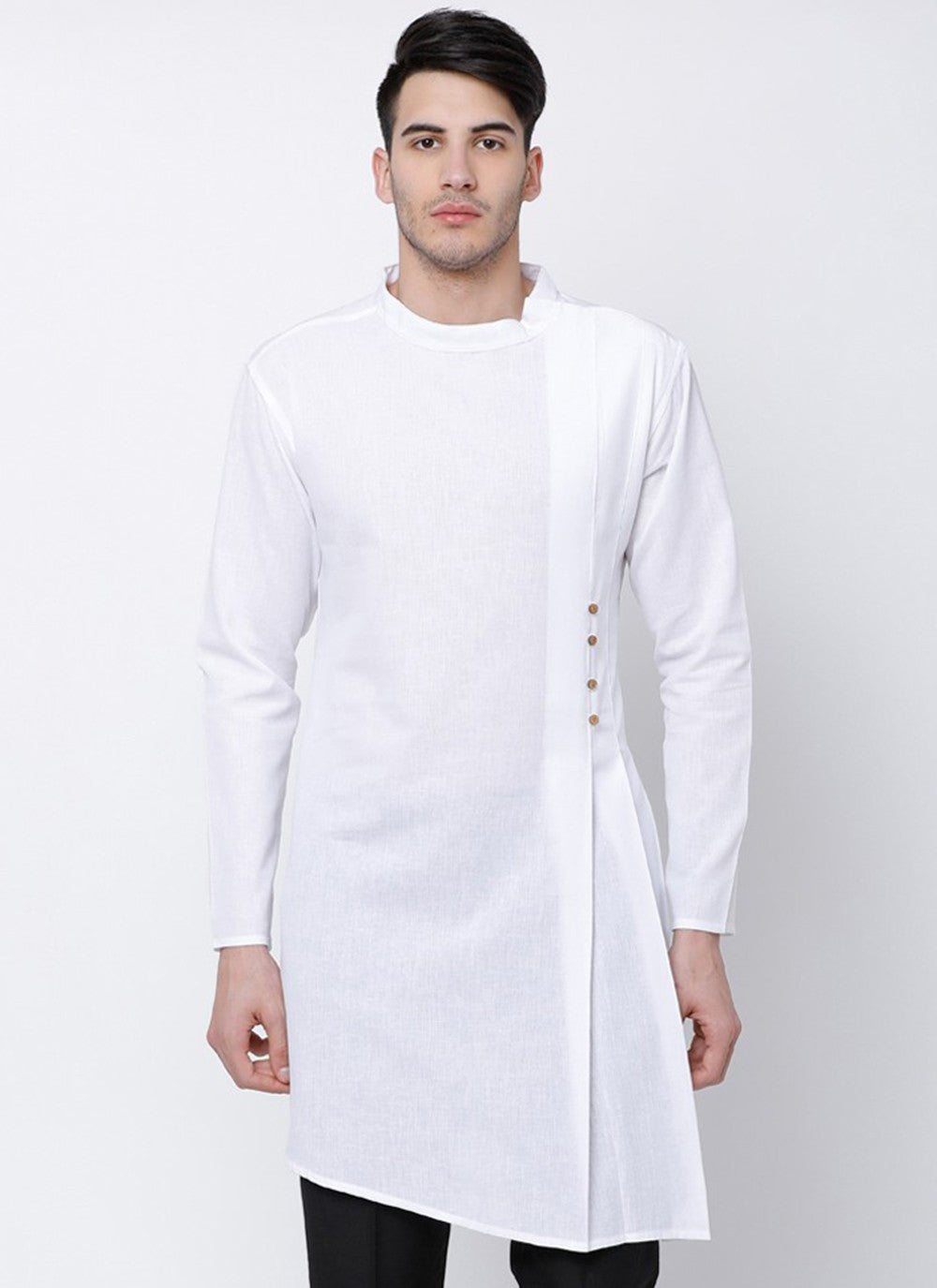 Plain Cotton White Kurta - M1945