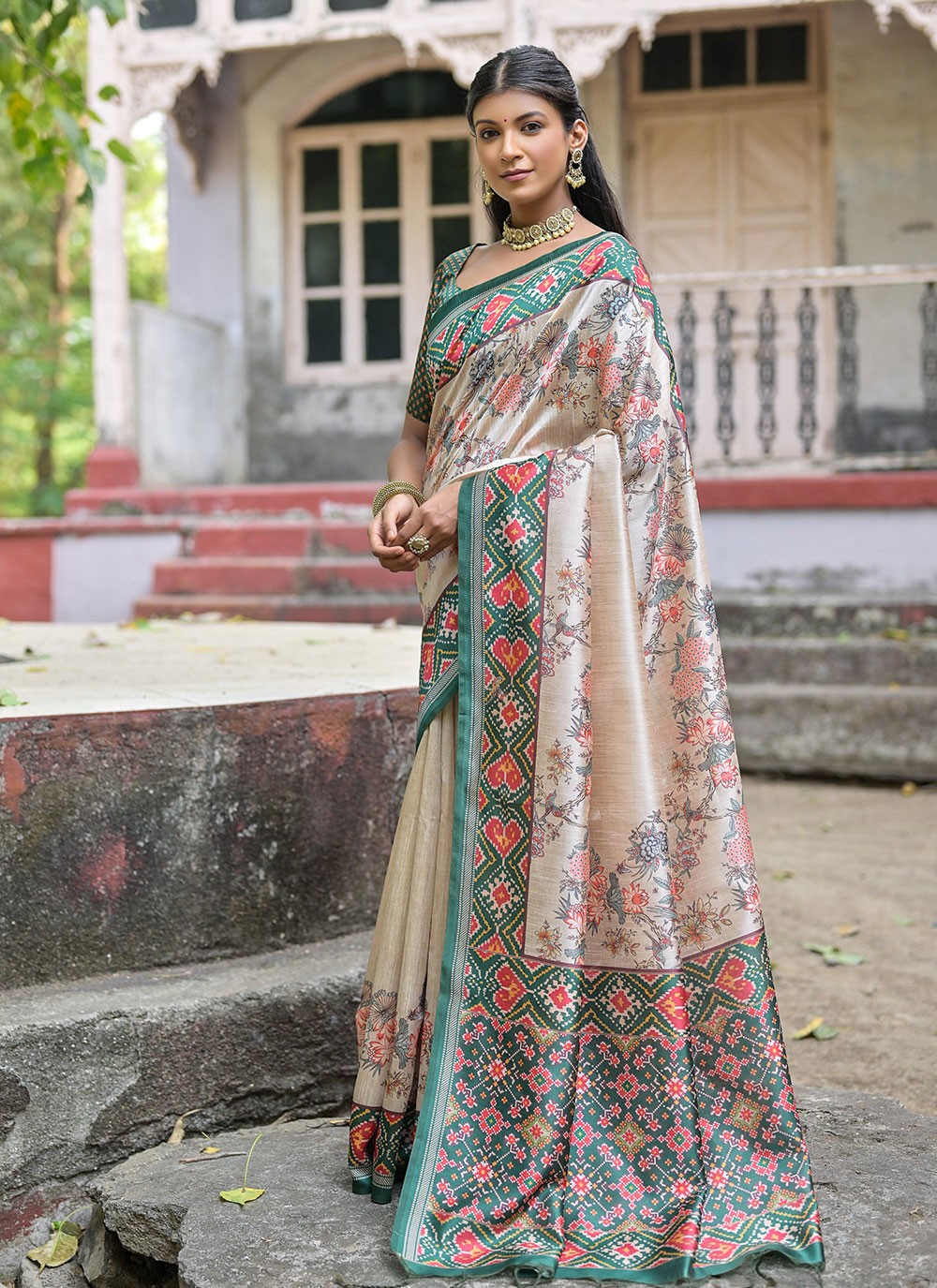 Classic Printed Tussar Silk Saree - S5709