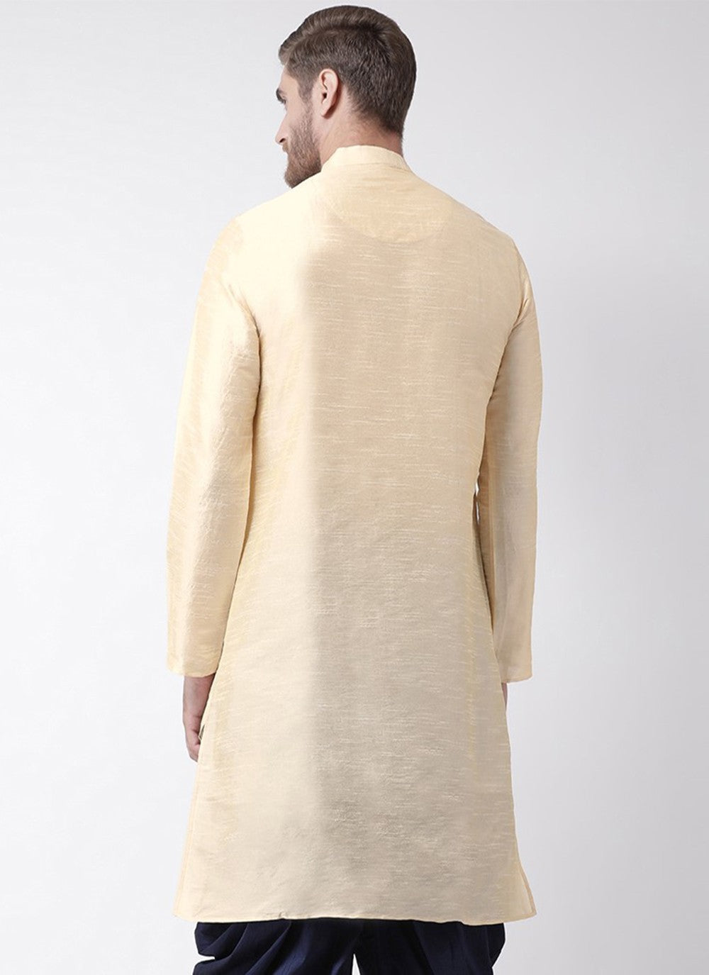 Embroidered Art Dupion Silk Cream Angrakha - M3506