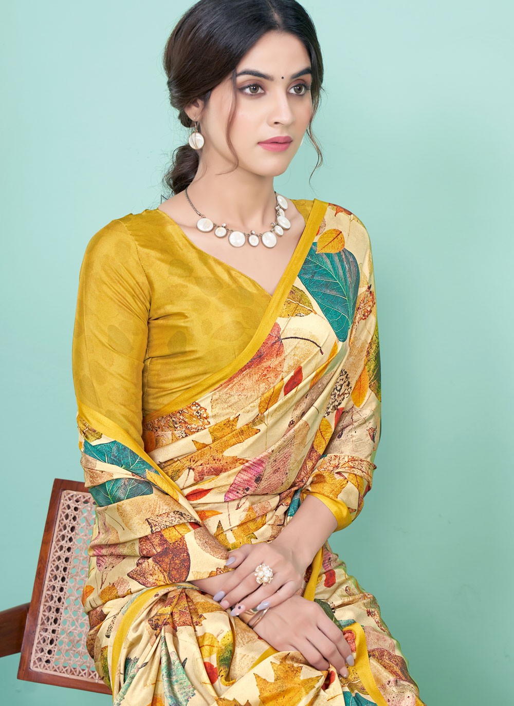 Classic Digital Print Pure Crepe Saree - S7781