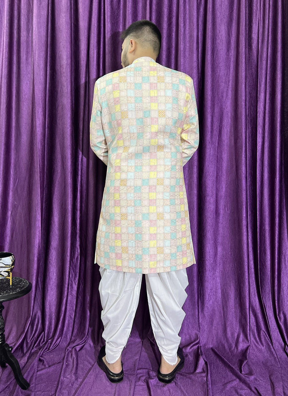 Embroidered Cotton Cream Indo Western - M5695