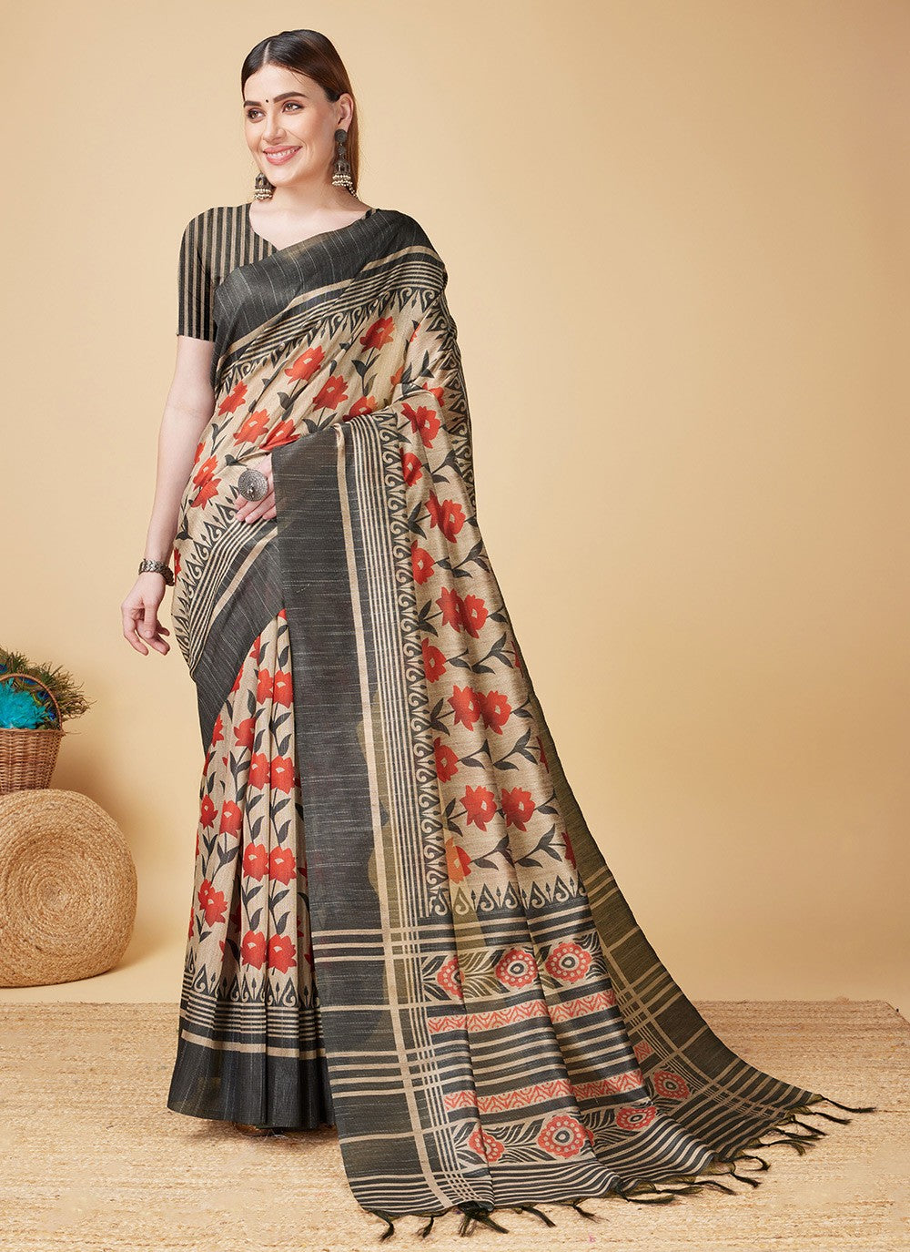 Casual Printed Silk Saree - S5573