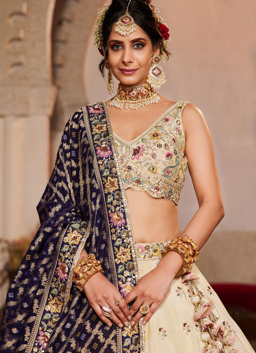 Tissue Engagement, Mehandi & Sangeet, Reception, Wedding A - Line Lehenga L3513
