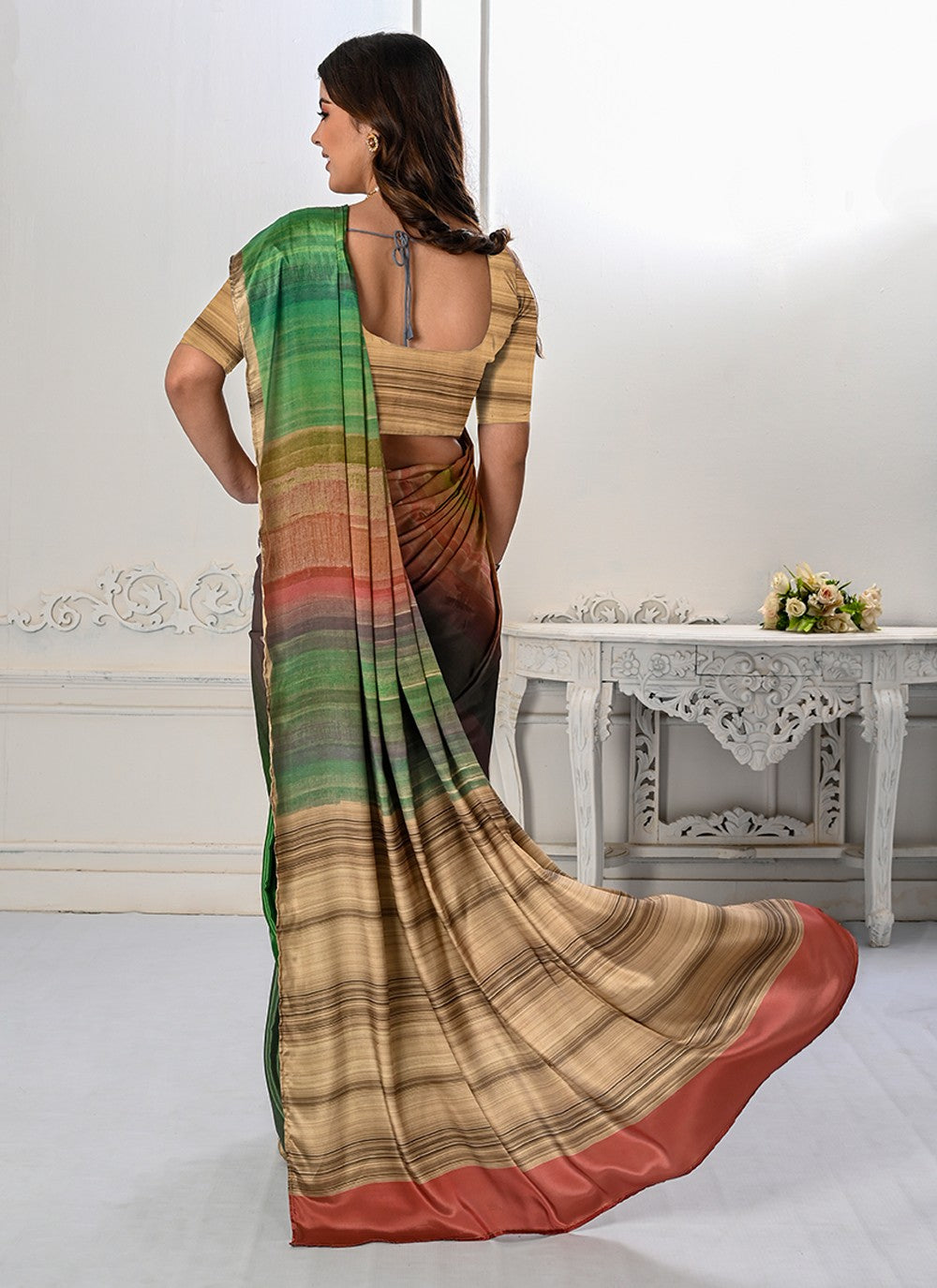 Classic Digital Print Crepe Silk Saree - S3219