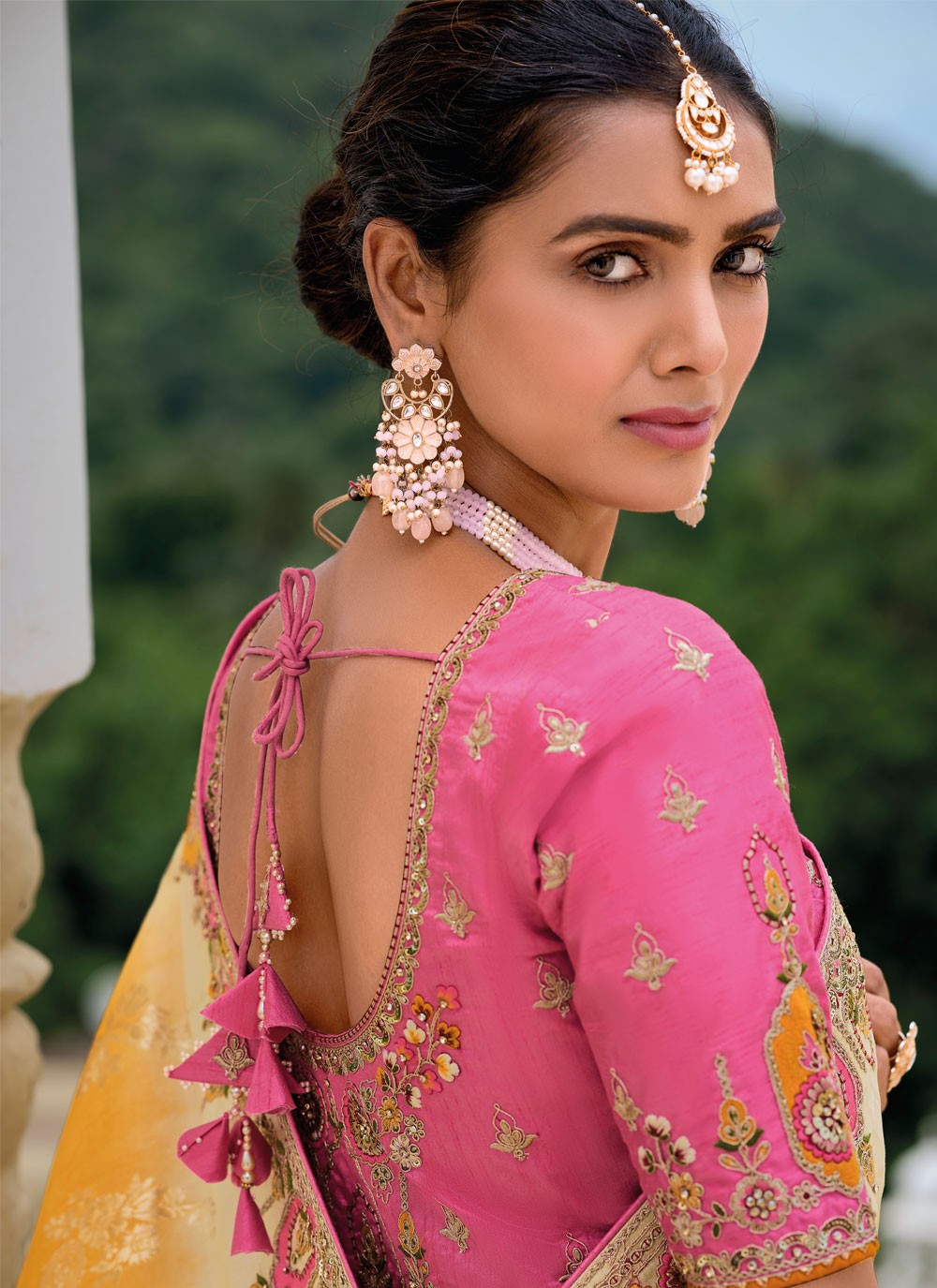 Embroidered Silk Yellow Saree S14423