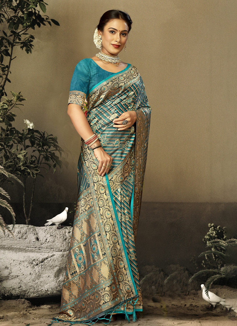 Traditional Weaving Zari Satin Silk Saree - S7937