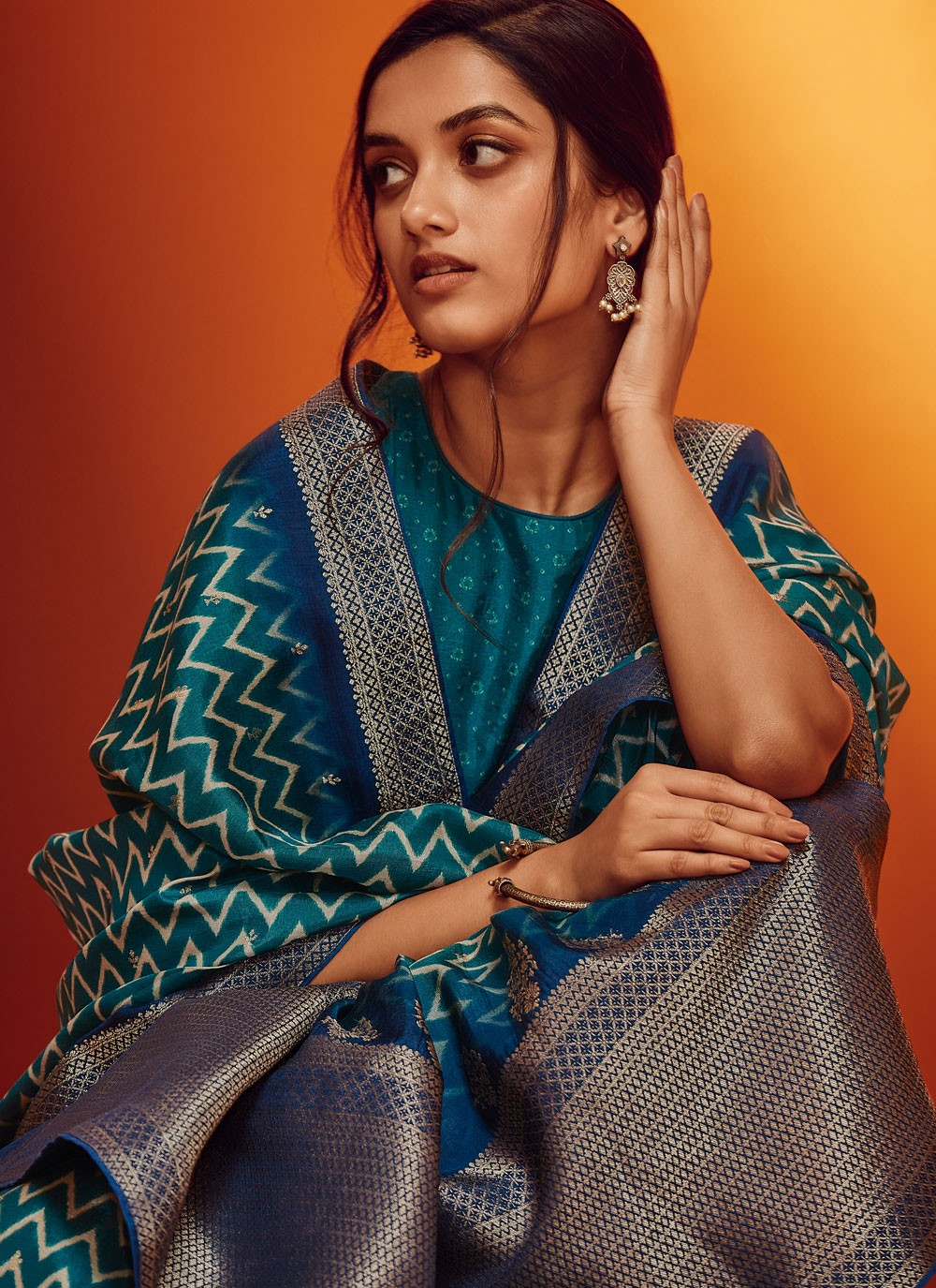 Border Work Viscose Morpeach Saree S14235