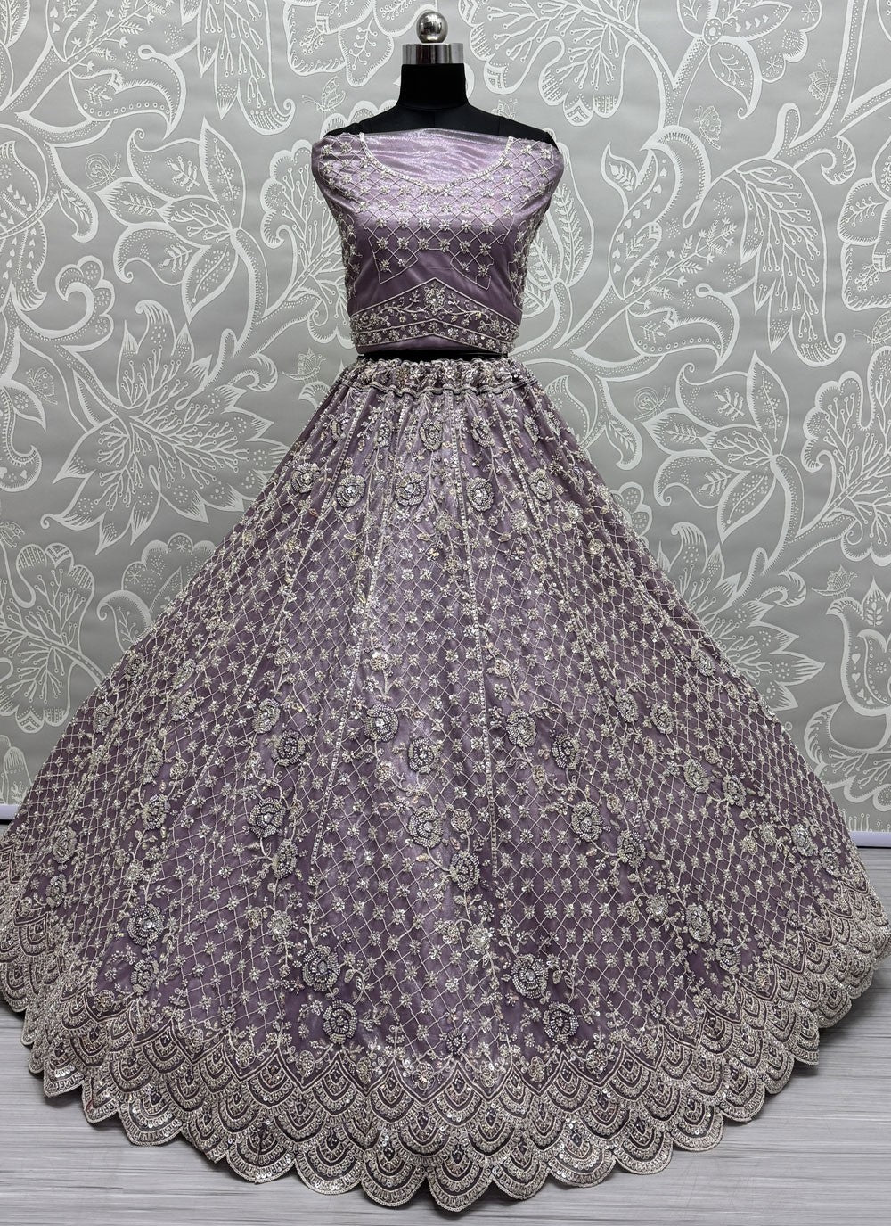 Net Engagement, Mehandi & Sangeet, Reception A - Line Lehenga L3657