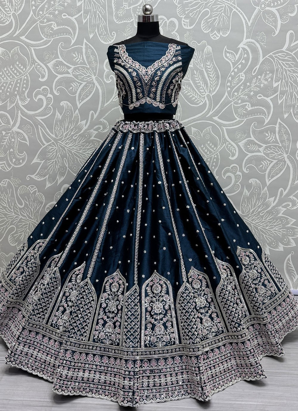 Beads Silk Morpeach Lehenga - L3417