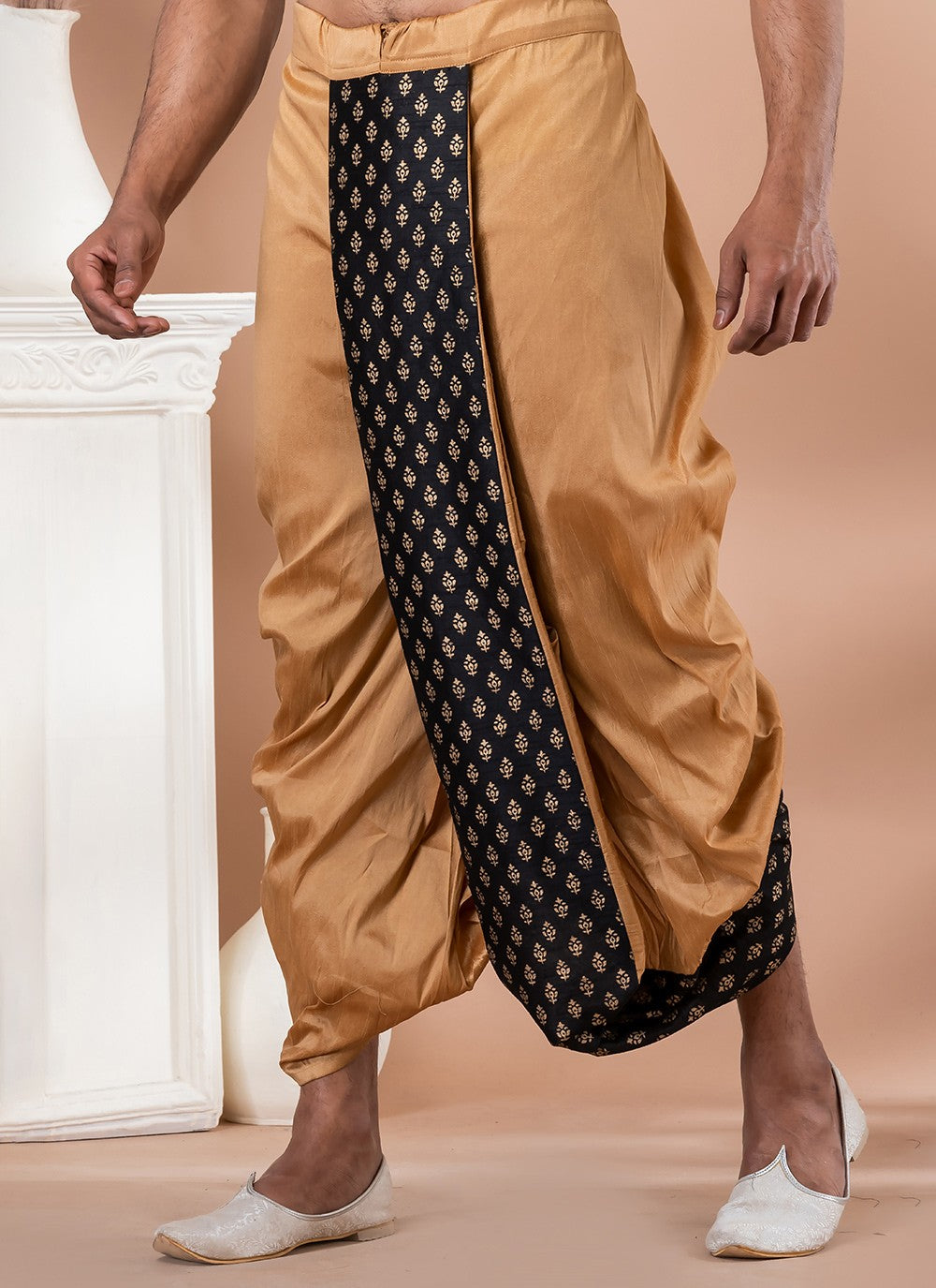 Fancy Work Dupion Silk Black Dhoti Kurta - M6975