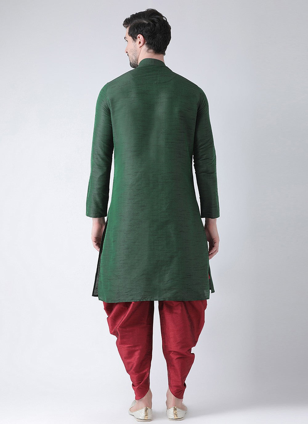 Embroidered Dupion Silk Green Angrakha - M6688