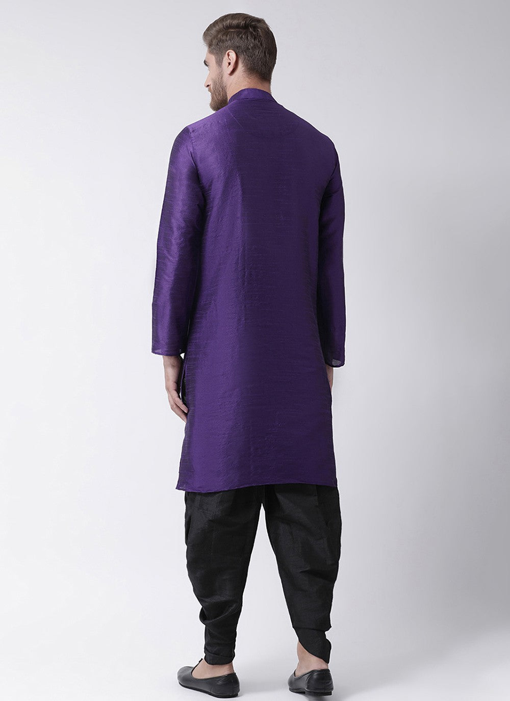 Embroidered Dupion Silk Violet Angrakha - M6698