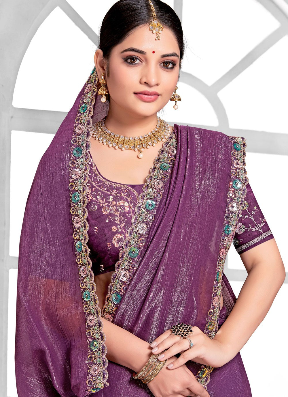 Trendy Saree Cord Purple Silk Saree S13116