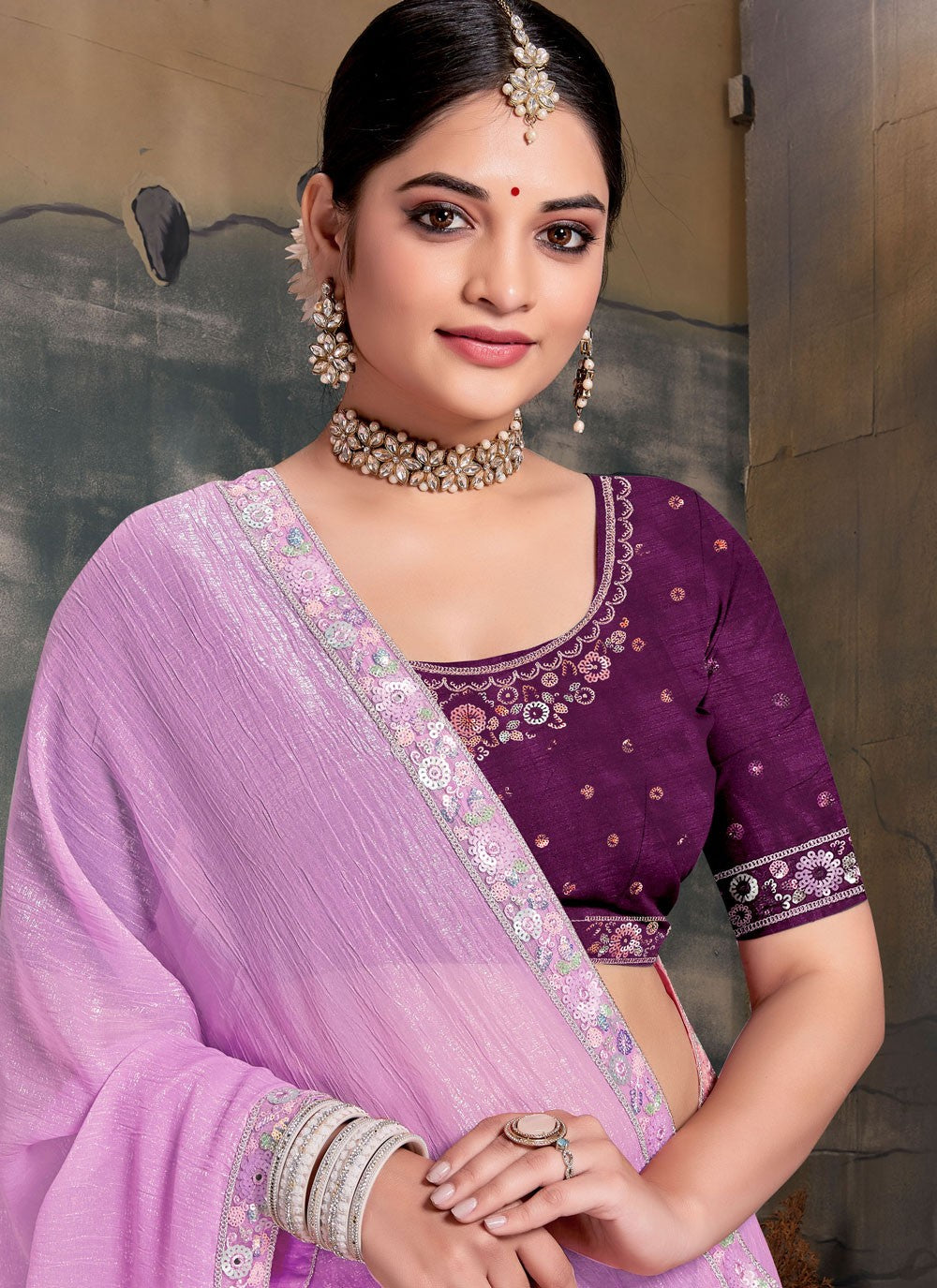 Designer Cord Lavender Silk Saree S13100