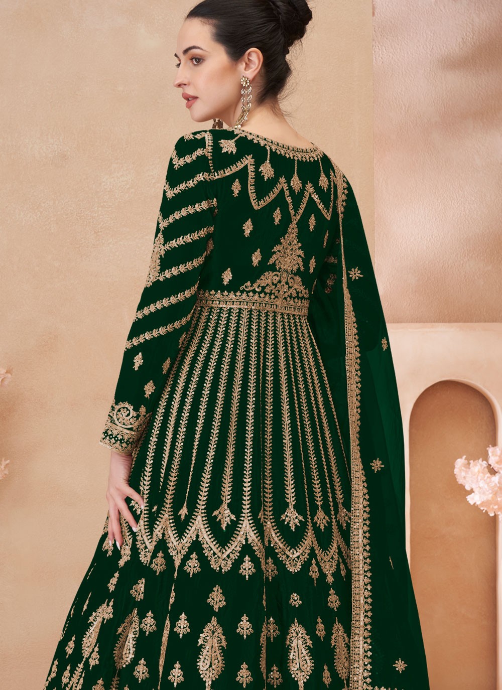 Embroidered Chinon Green Lehenga Choli L3739