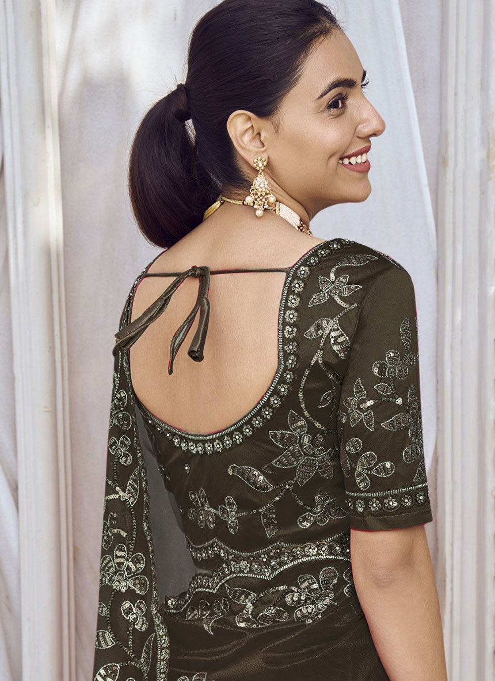 Saree Embroidered Net, Shimmer Saree - S5452
