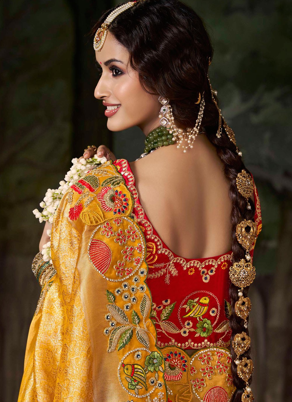 Mustard Silk Classic Saree Embroidered S20492