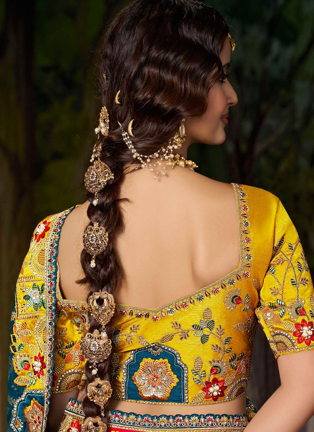 Teal Silk Half N Half Saree Embroidered S20489