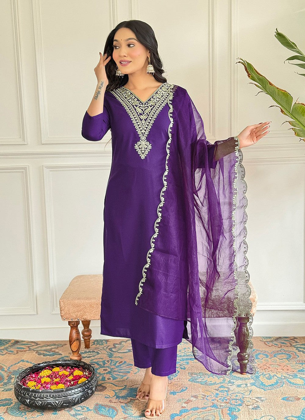 Embroidered Rayon Salwar Suit - T4512
