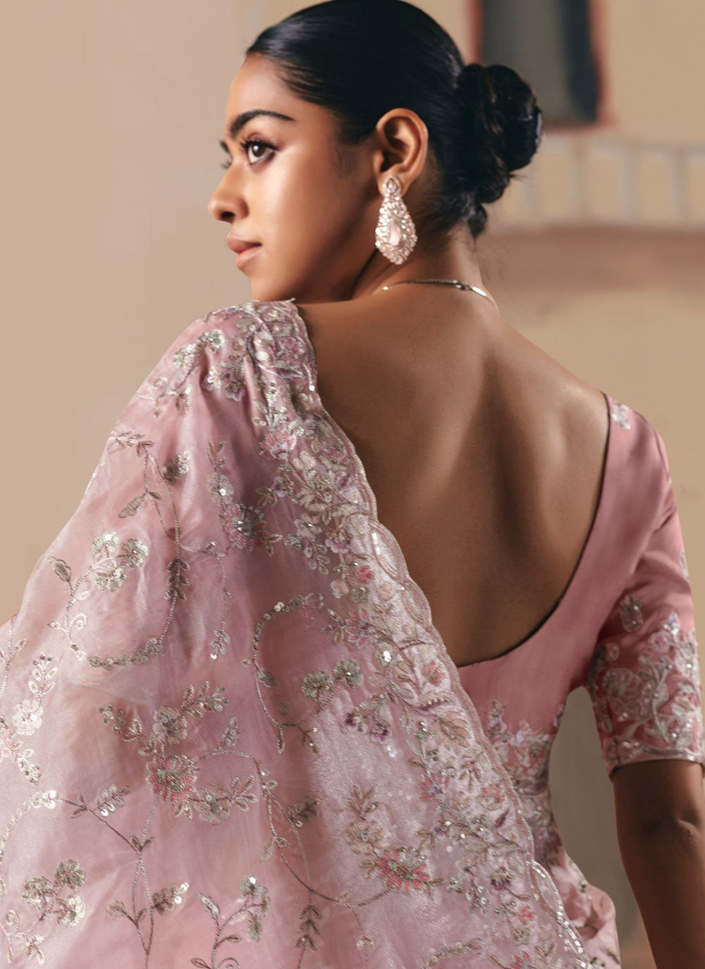Pink Fancy Fabric Trendy Saree Embroidered, Sequins S20024