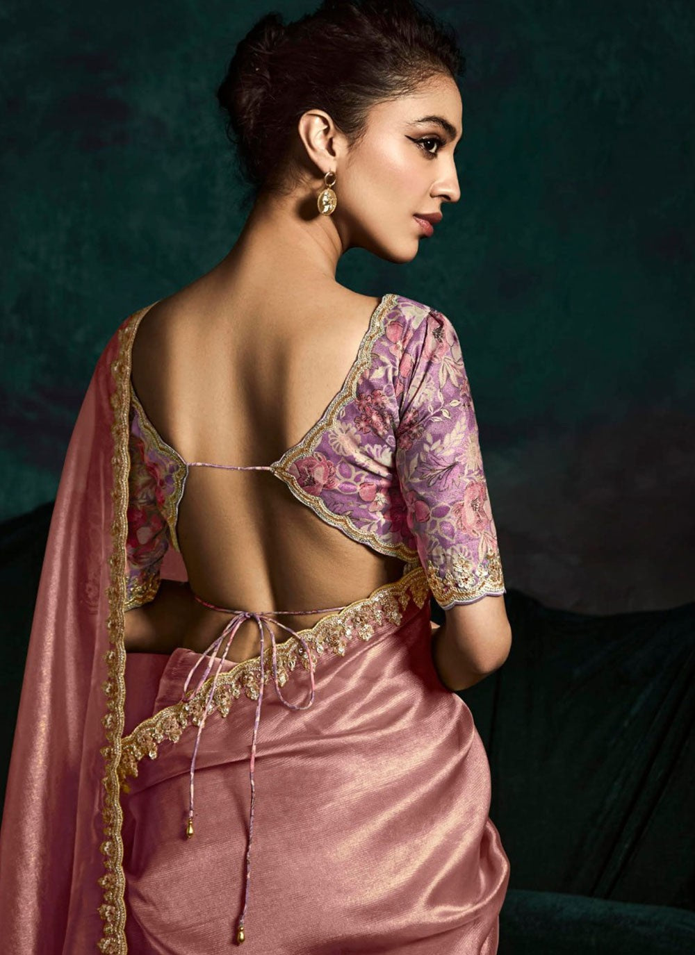 Pink Fancy Fabric Contemporary Saree Border Work, Cut Work, Embroidered, Sequins, Zari S15757