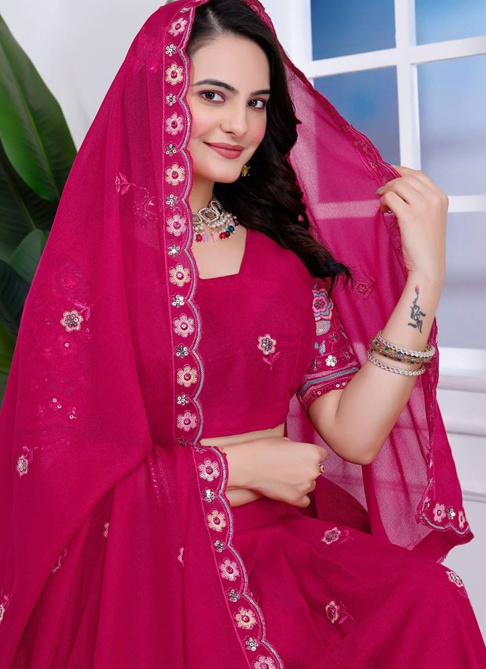 Faux Georgette Ceremonial, Festival, Mehandi & Sangeet A - Line Lehenga L3504