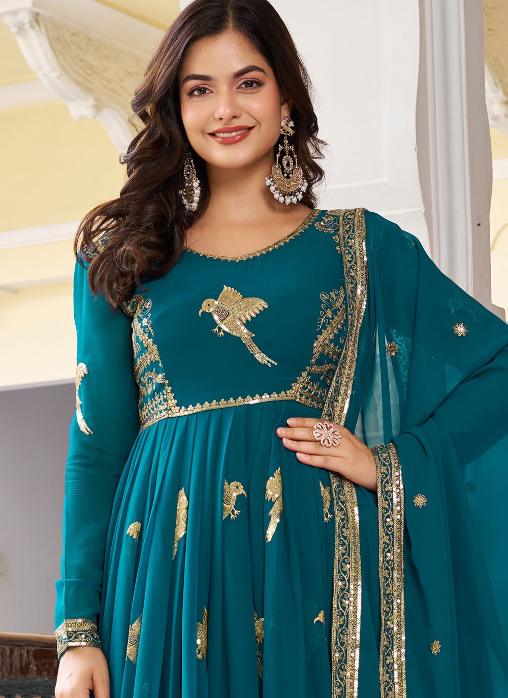 Anarkali Embroidered, Sequins, Zari Morpeach T8181