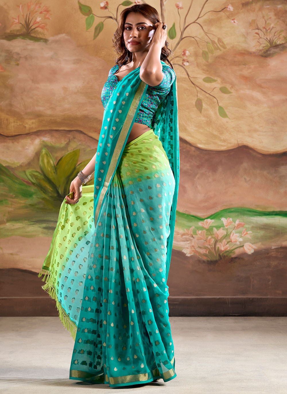 Classic Border Work Georgette Saree - S8256