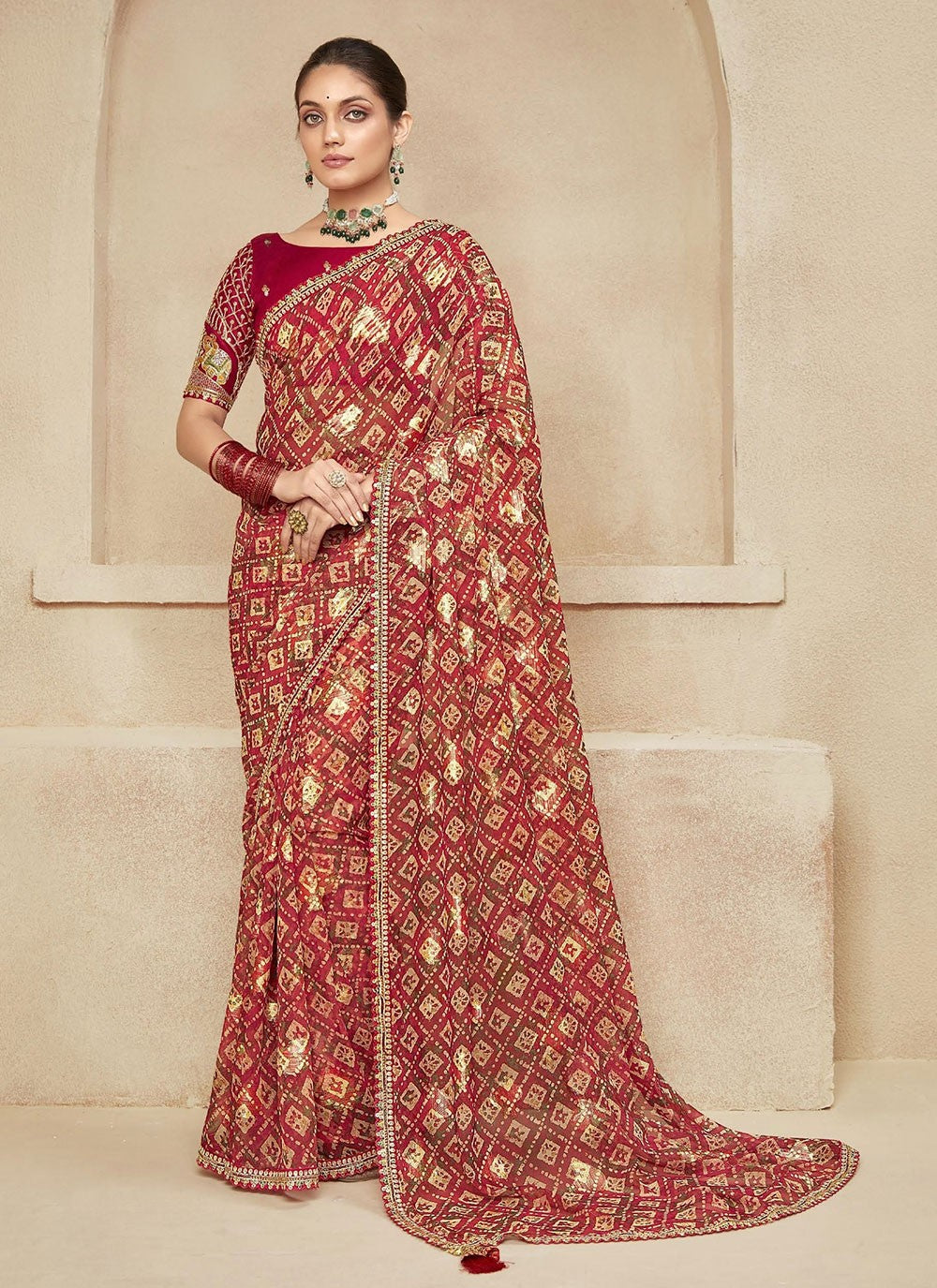 Classic Floral Printed Chiffon Saree - S6204