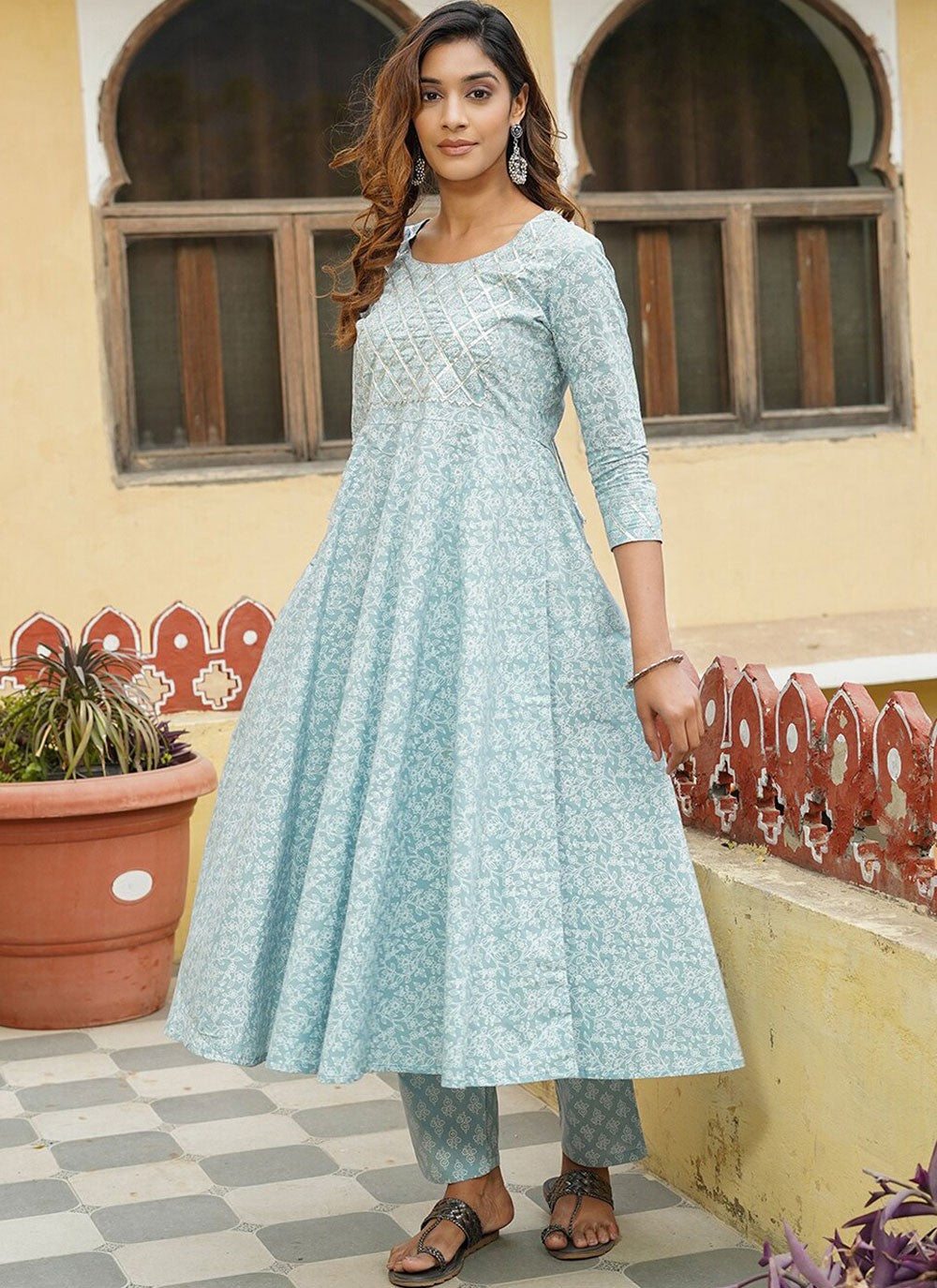 Salwar Suit Floral Printed Multi Colour Cotton T5207