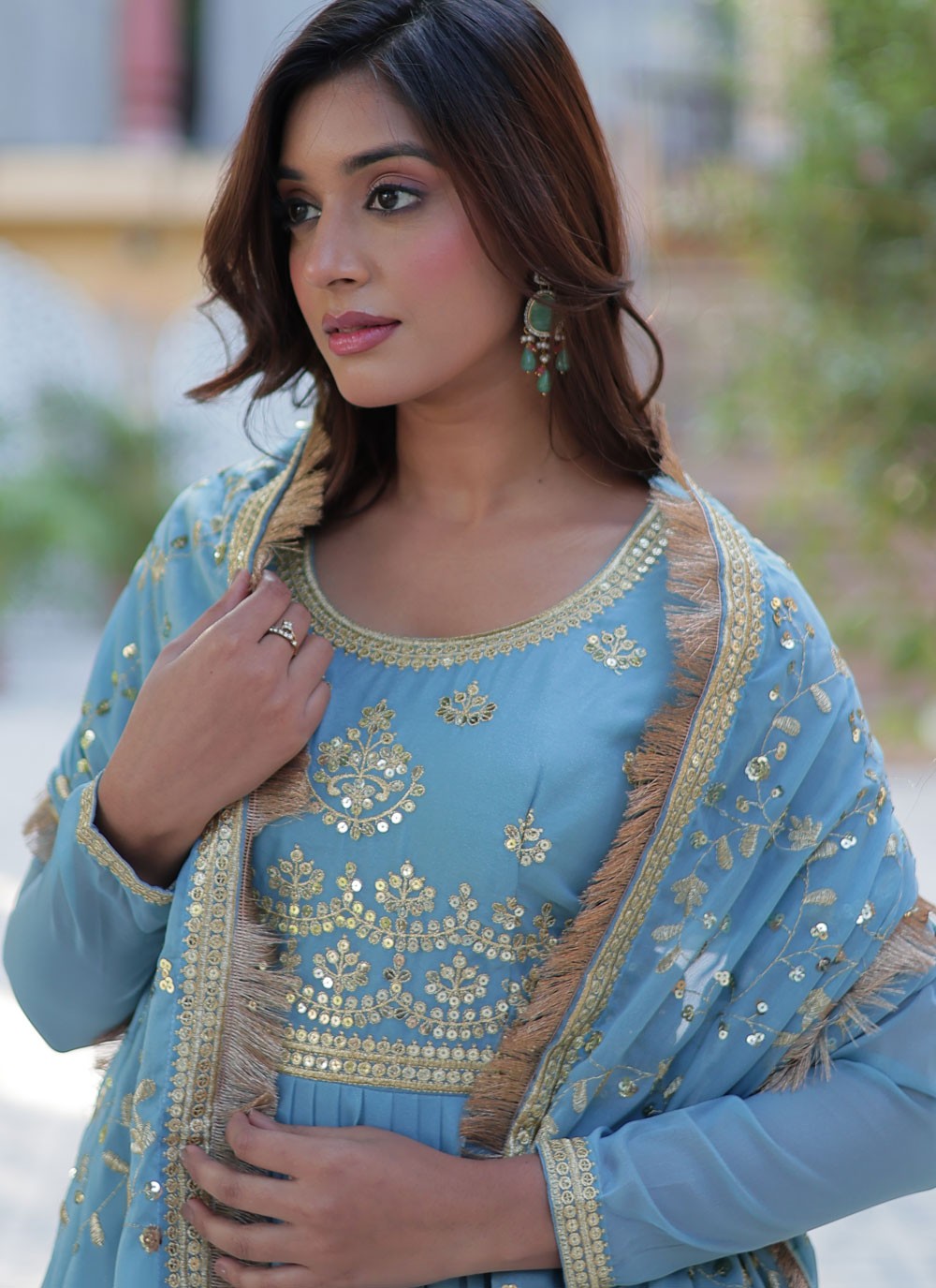 Embroidered Georgette Gown - G1929