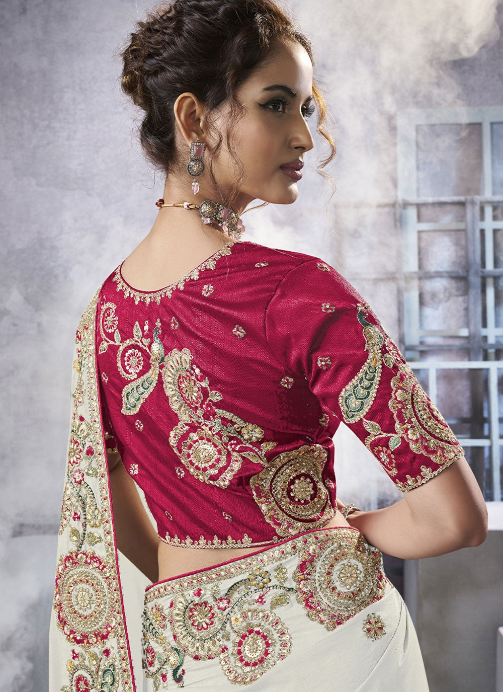 Diamond Crush White Saree S14193