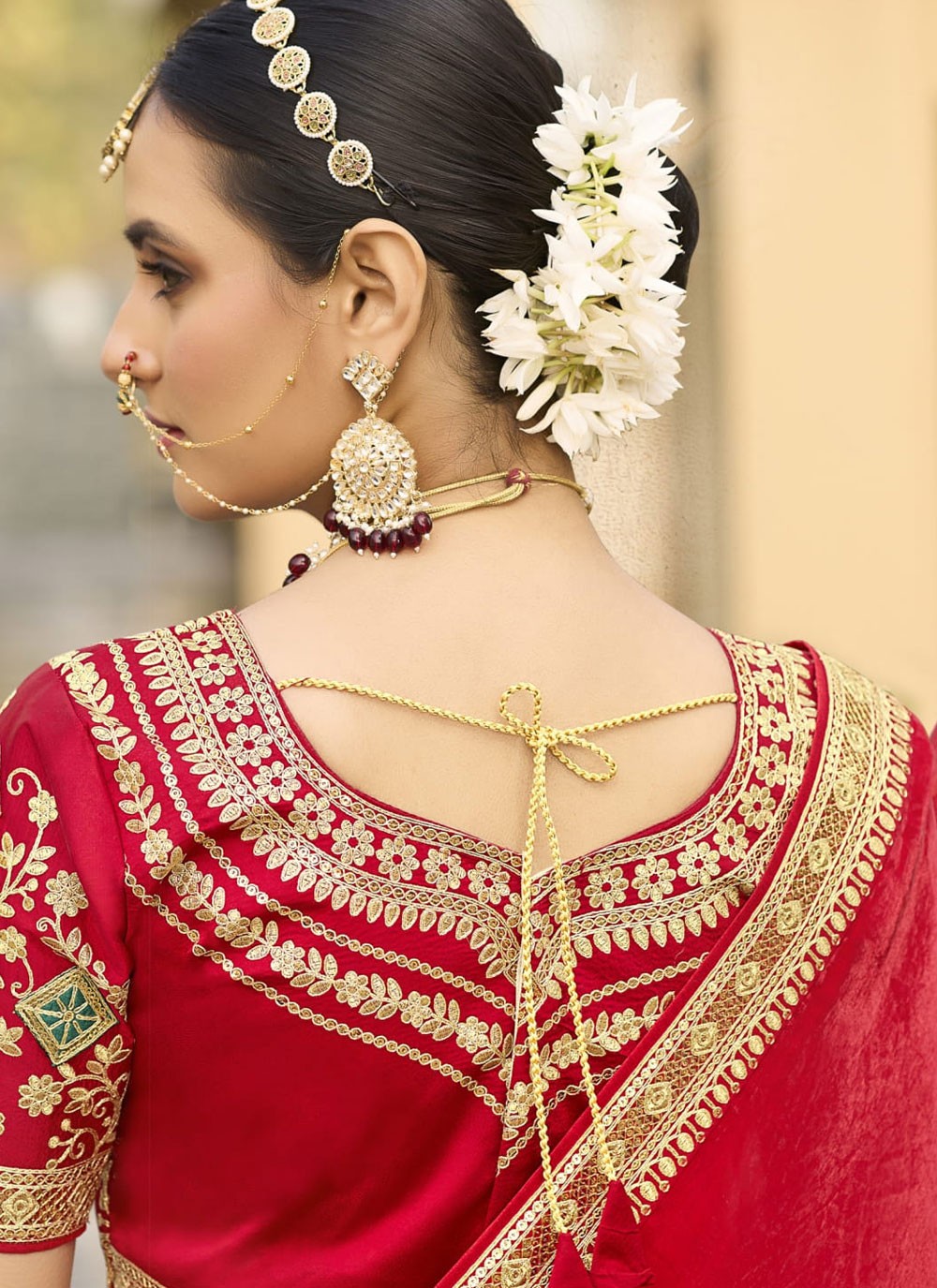 Border Work Georgette Red Classic Saree S15355