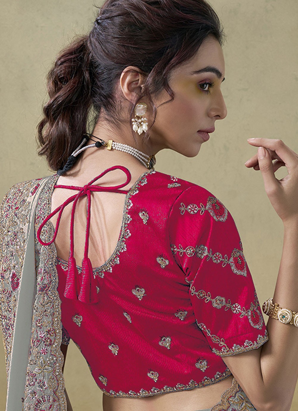 Cord Georgette Grey Saree S13882